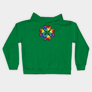 rainbow geometric clover Kids Hoodie